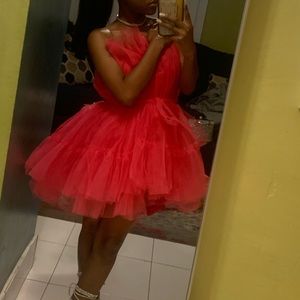 Exclusive Tulle Mini Dress - Hot Pink